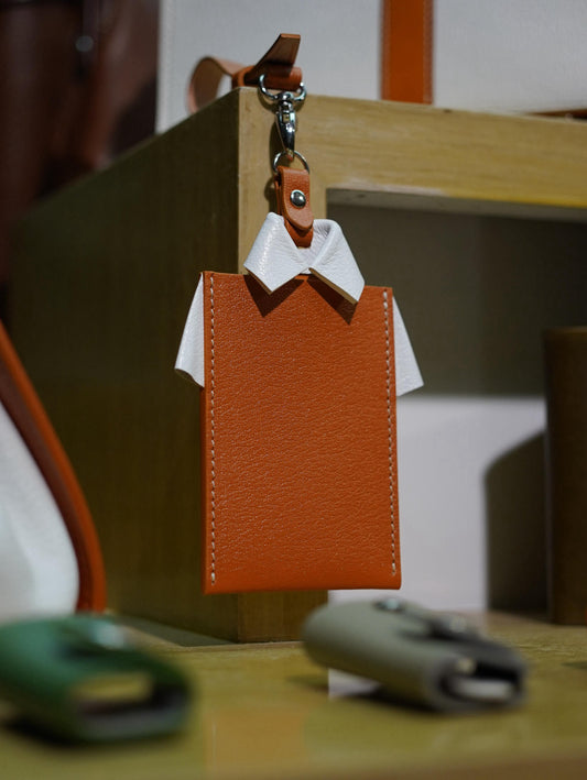 Origami Shirt cardholder (2 tones Sully) - Tangerine